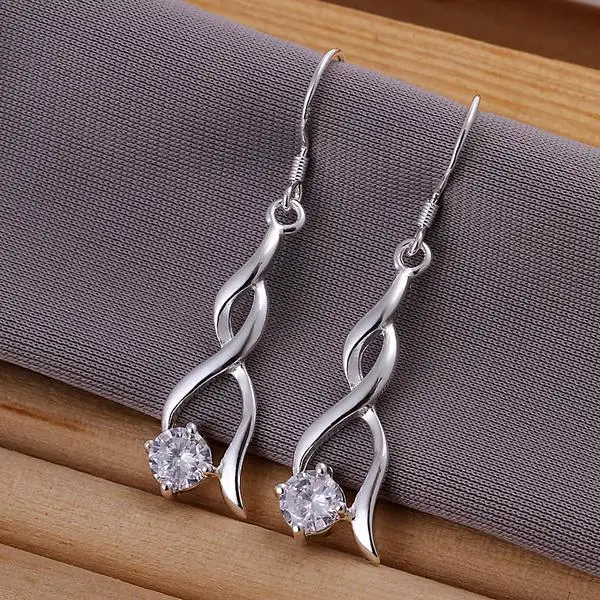 High quality Popular brands 925 Sterling Silver crystal Earrings for woman hot fine fashion party Jewelry Christmas Gifts