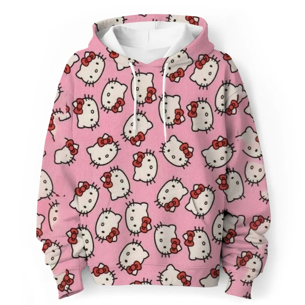 MINISO Hellokitty Kuromi 3d Print Girls Hoodies Long Sleeve Hooded Sweatshirt Tops Lovely Pullover Girls Spring Autumn Clothing