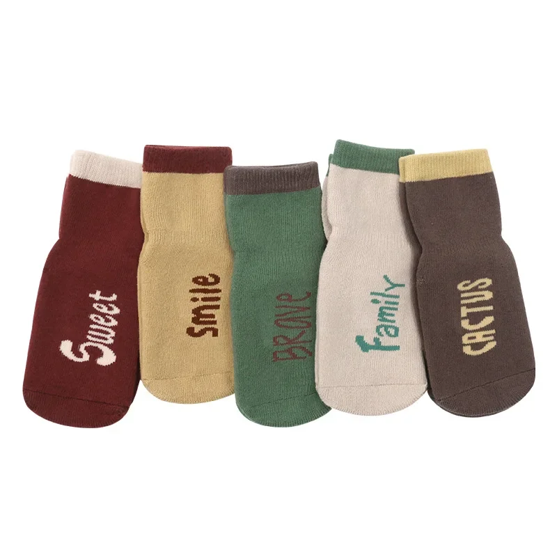 5PAIRS Baby Boys Girls Anti-Slip Cotton Socks Set Cute Toddlers Kids Children Winter Thick Warm Grip Floor Walking Socks 1-3T