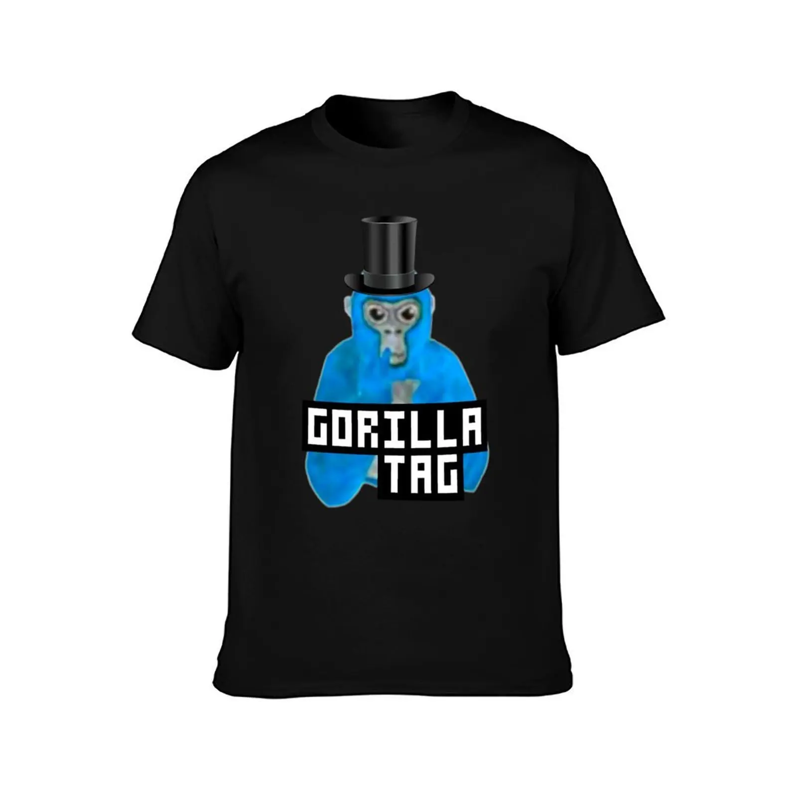 Gorilla Tag Blue Monkey Top Hat Gorilla Monke Gorilla Tag PFP Maker by POLKART T-Shirt, Summer Casual Cotton Tee, 100% Cotton