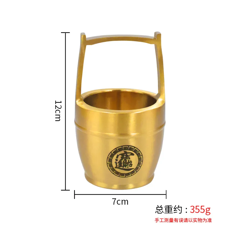 

Brass Large of Gold Ornament Big Water Bucket Office Desk Living Room Wealth-Attracting Treasure Desktop Creative Craft G
