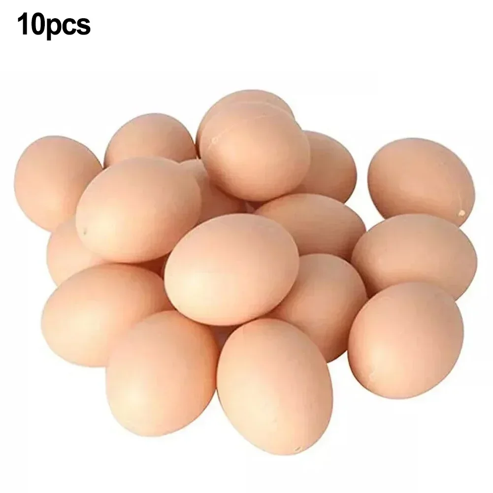10 Pcs Hen Poultry Simulation Artificial Faux Fake Plastic Eggs For Chicken Duck Geese Hatch Incubation Breeding