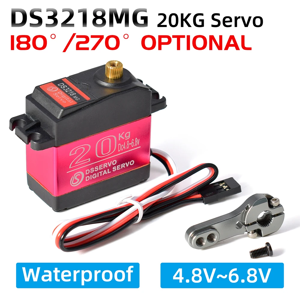 

Waterproof Servo DS3218 20KG/0.14sec Metal Gear Digital Servo for 1/8 1/10 1/12 Scale RC Cars Crawler Buggy