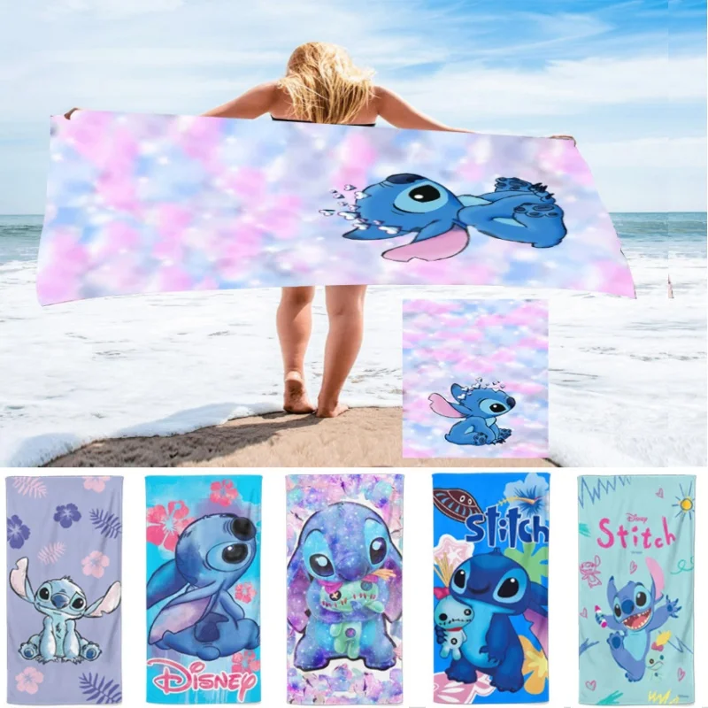 MINISO Stitch Toalla de baño de dibujos animados Figuras de anime Toalla de playa para niños Toalla de ducha de natación de verano Suministros de baño Casual Simple