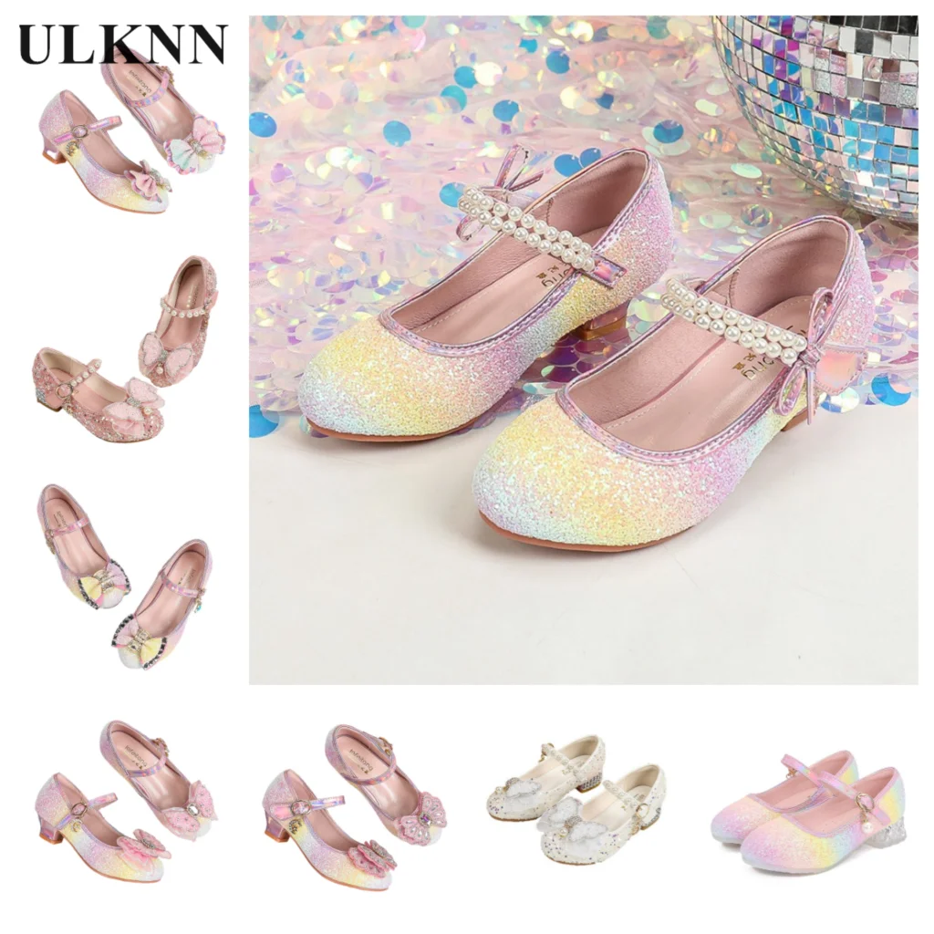 

Scarpe Bambina New Colorful Gradient Girls' Leather Shoes Immortal Princess Crystal Shoes Fashionable Colored Princess Shoes