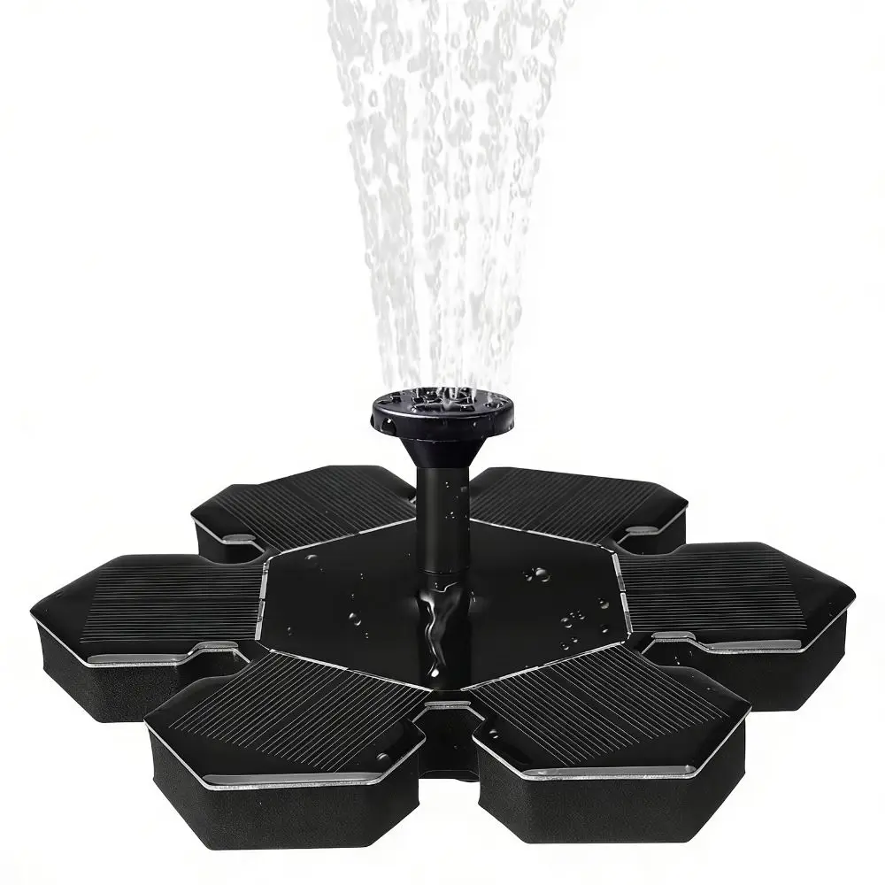 Floating Solar Fountain Pump Multiple Nozzles 1.4W Power Bird Bath Fountain Outdoor Watering Energy Saving Solar Powered Pump