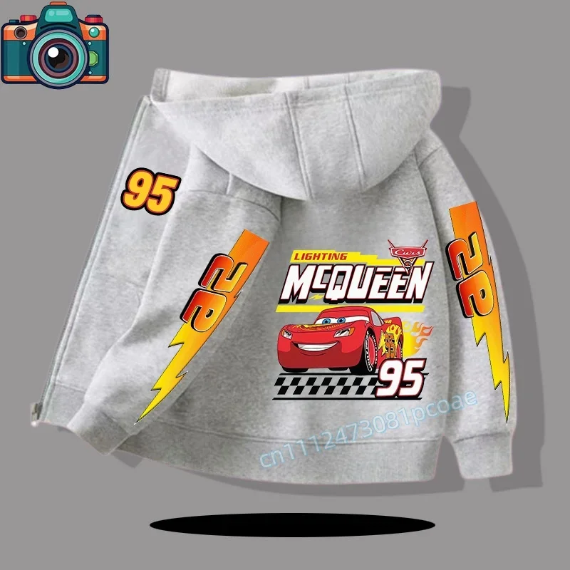Nueva Camiseta Casual para Niños y Niñas, Sudadera con Capucha y Cierre de Cremallera con Estampado de Dibujos Animados de Cars of the Universe para Otoño e Invierno