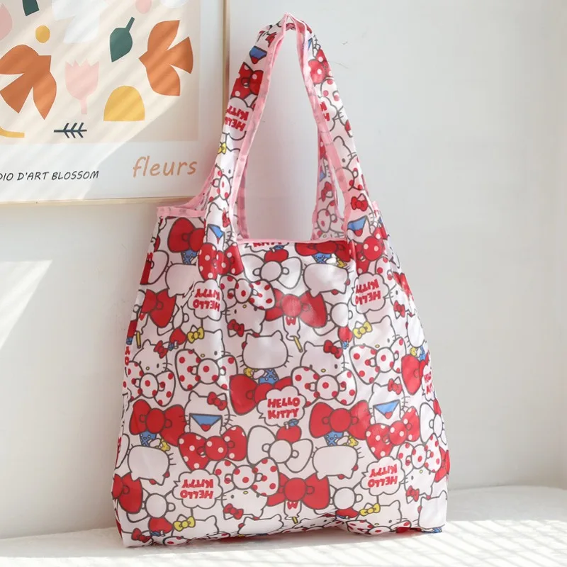 Hello Kitty Cartoon Foldable Shopping Lightweight Handheld Bag Portable Supermarket Grocery Shopping Eco Friendly Storage Bag