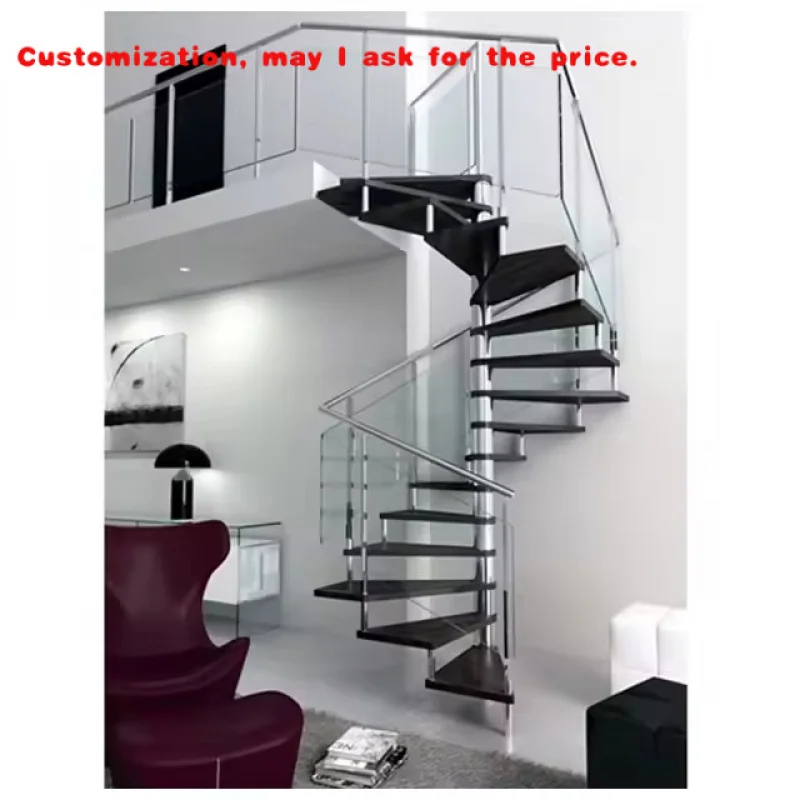 custom.Great Quality Modern Indoor Wood Stairs with Glass Railing