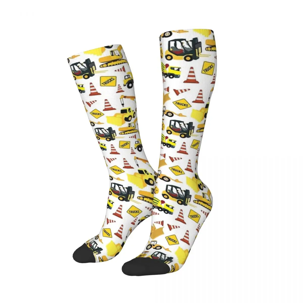 Construction Trucks - Excavator, Dump Truck, Backhoe And More Socks Harajuku High Quality Stockings All Season Long Socks