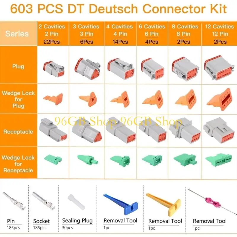

96GB Heavy Duty 603Pieces Connector With 2, 3, 4, 6, 8, 12 Pin Configurations Suitable For Automotive Electrical Repairs