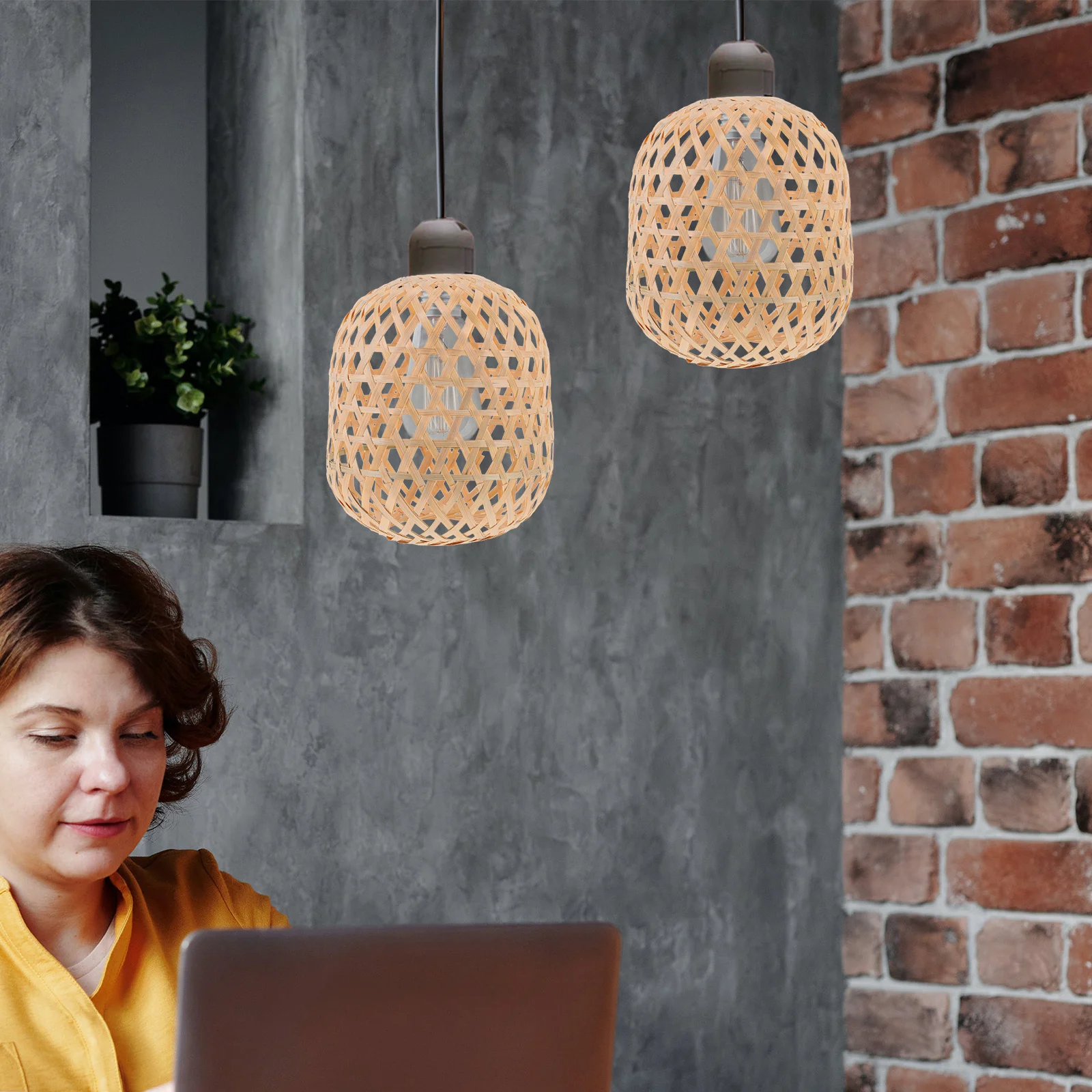 

Bamboo Pendant Lamp Shade Rustic Bamboo Woven Ceiling Light Cover Decorative Lampshade for Hotel Home Restaurant