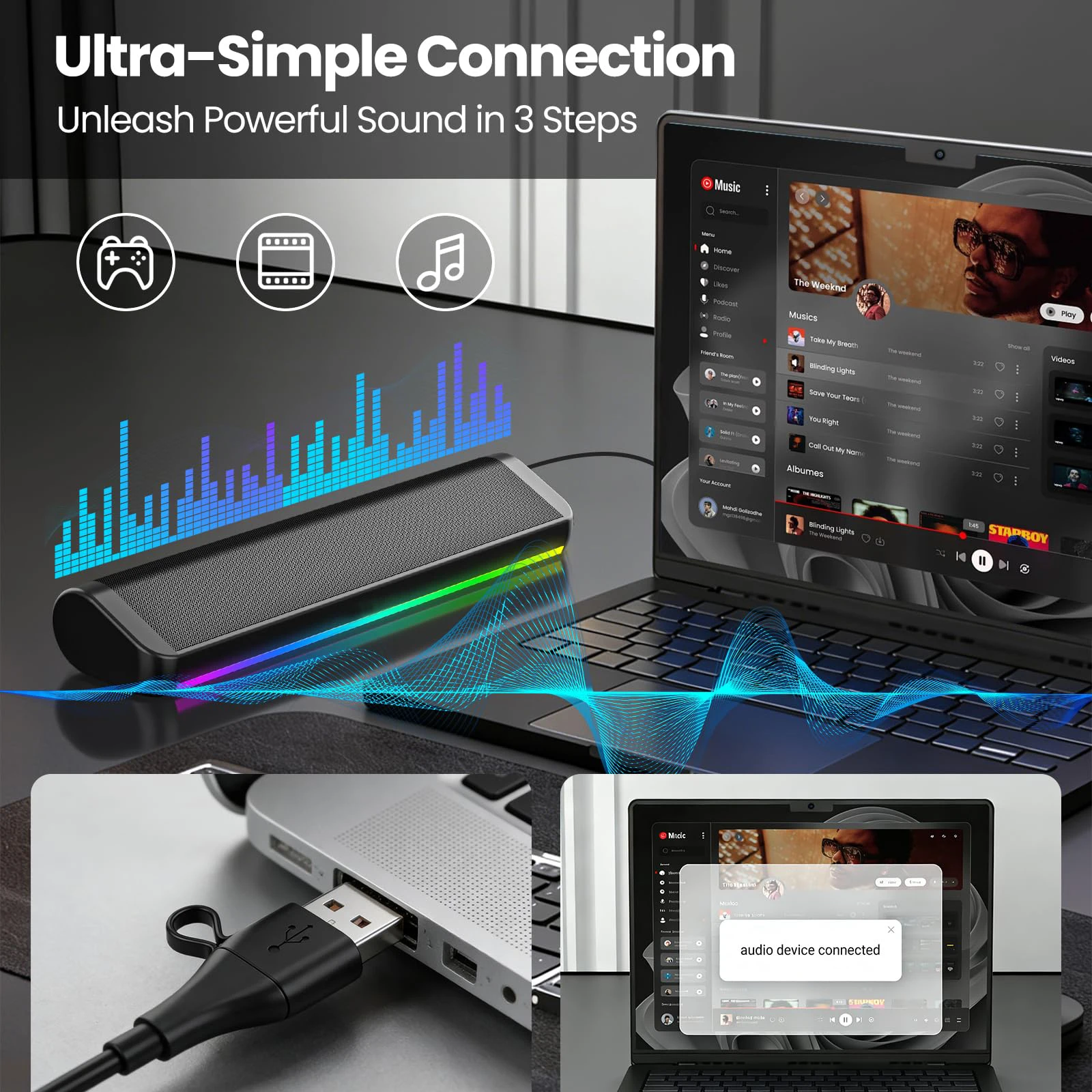 Kabelgebundener Bluetooth-Comp – Rgb Computer Soundbar For Pc Bewertung und Preis