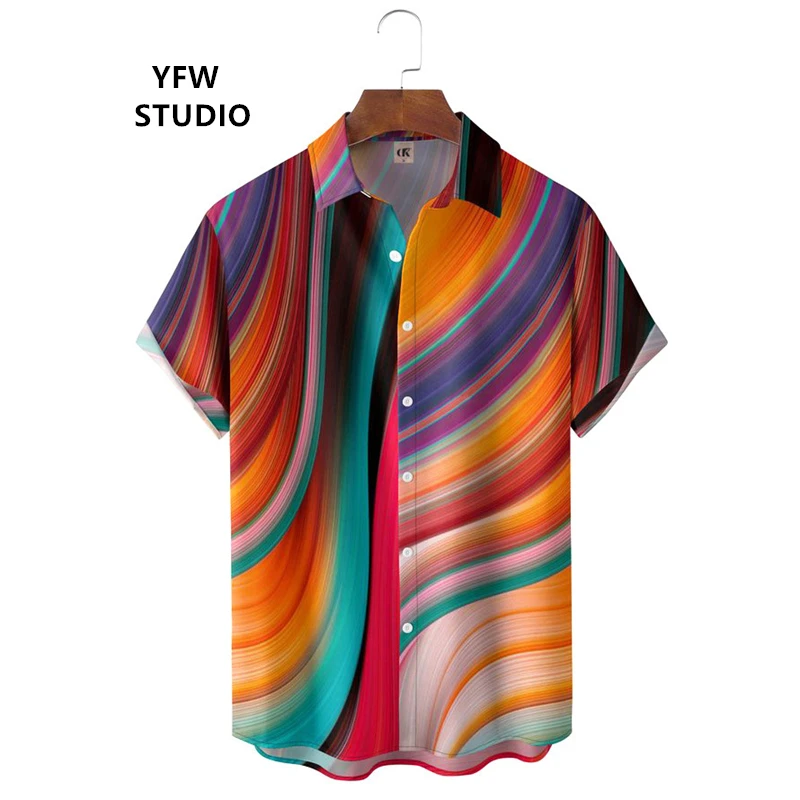 Colorful Blend Dye Tie Dye 3D Pattern Printed Men's Shirt Fashion Shirts for Men Outdoor Hawaiian Shirts Luxury Men's Shirt