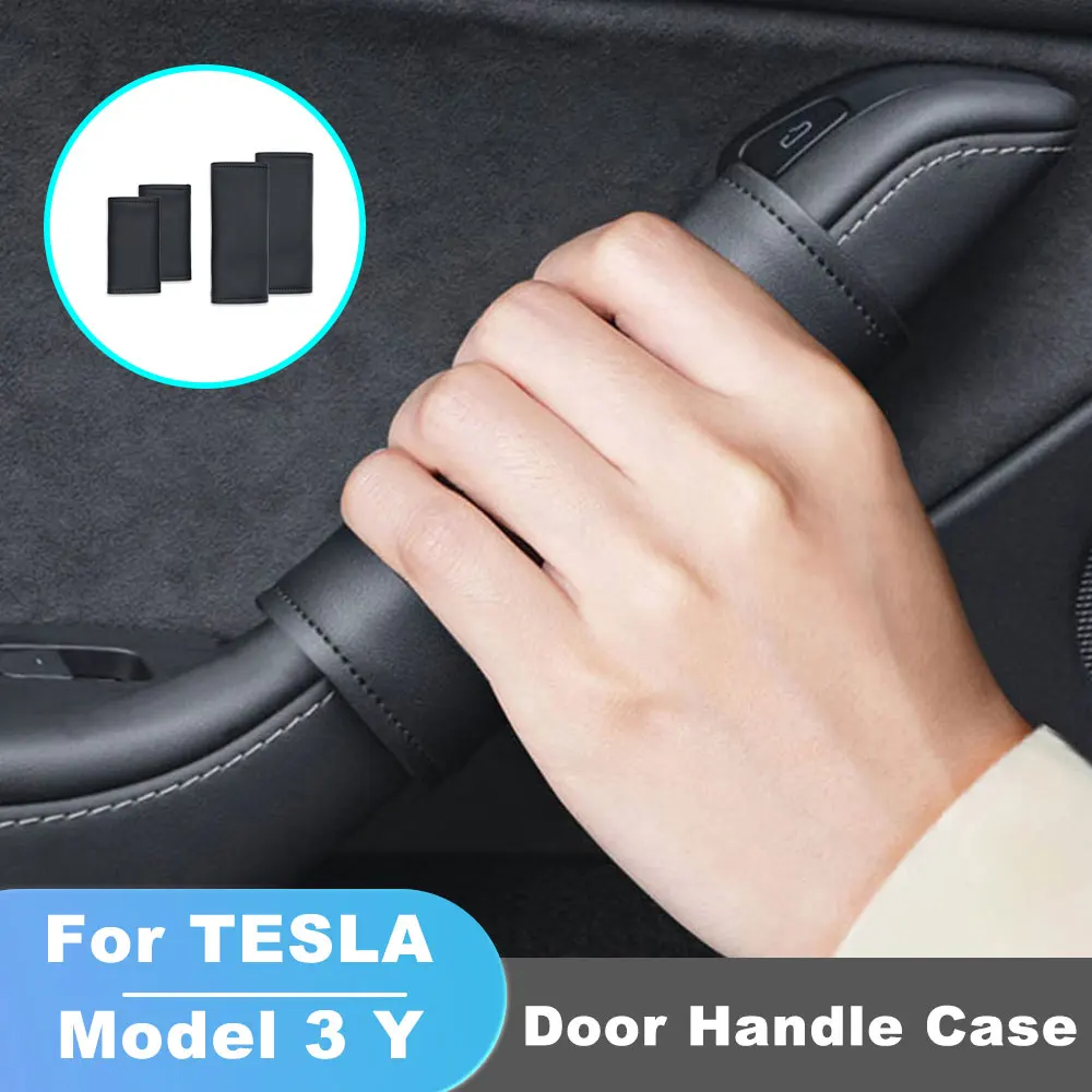 

For Tesla Model 3/Model Y Inner door handle protective case leather Anti-aging Door interior protective accessories 4PCS