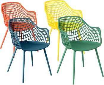 Chaise pour enfants 4 pièces, chaises taille enfant avec dossier incurvé, accoudoirs ergonomiques, pieds en métal et coussinets de pied coordonnants, meubles pour tout-petits