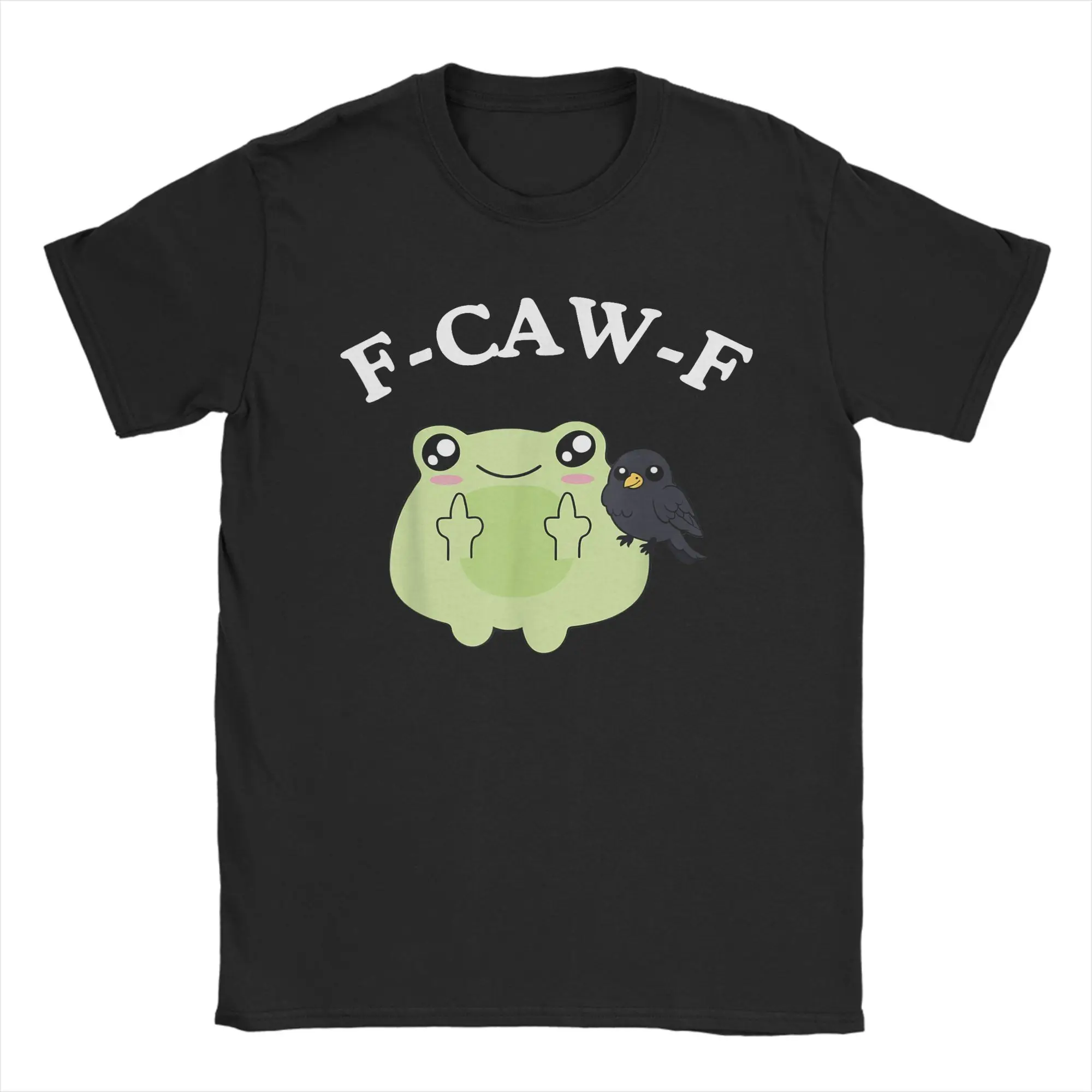

Vintage F-Caw-F Funny Saying Sarcastic Adult Frog and Crow T-Shirts for Men Crew Neck T Shirt Short Sleeve Tees Clothing