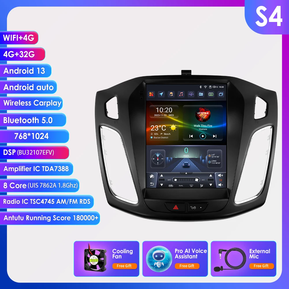Hizpo voor Tesla Stijl Carplay Android Autoradio voor Ford Focus MK3 2012-2018 Multimedia Video Player Navigatie GPS auto Stereo
