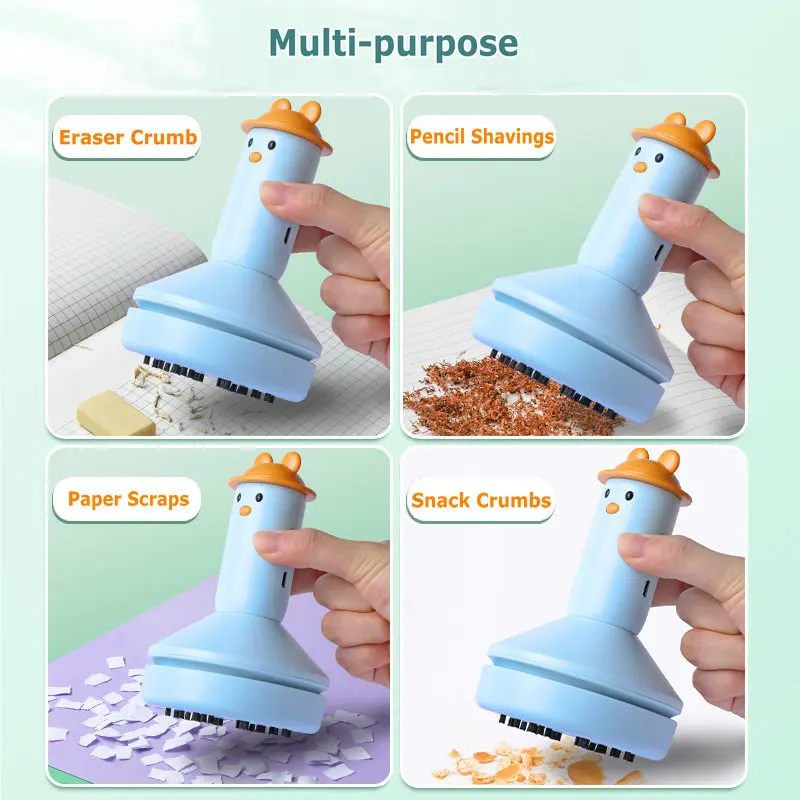 Cartoon Cute Eraser Crumb Cleaner Desktop Crumb Collector Kids Rubber Scraping Machine Electric Pencil Shavings Keyboard Cleaner