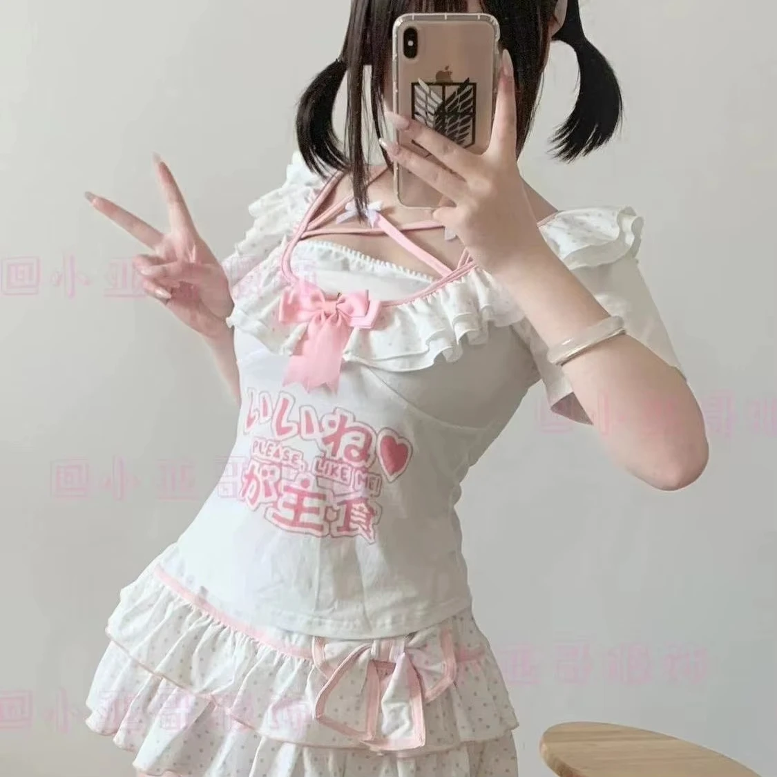 Saia Mini Lolita Estilo Japonês Harajuku para Meninas, Saias Plissadas com Laço Y2K para Mulheres, Saias em Camadas com Rendas e Bolinhas, Presente Fofo e Doce