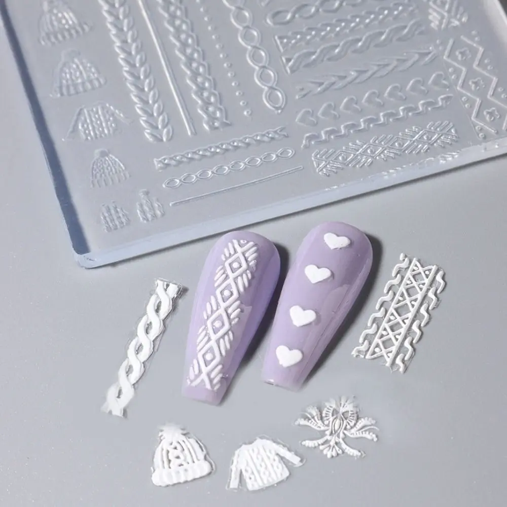 Hot 3D Nails Art Silicone Mold Pad Snowflake Butterfly Relief Mould Winter Sweater DIY Nail Carving Manicure Tool for nail diy