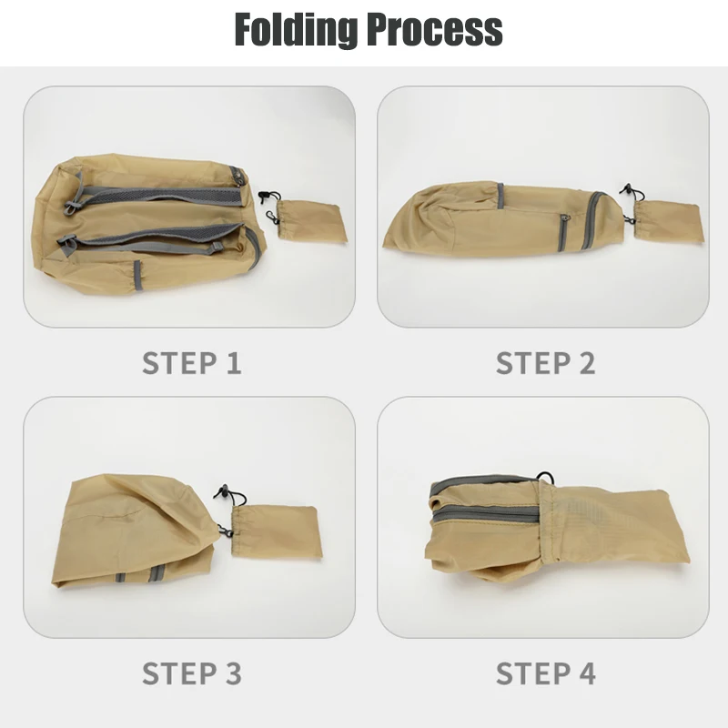 حقيبة ظهر خفيفة الوزن قابلة للطي للاستخدام الخارجي - حقيبة رياضية من القماش المقاوم للماء عالية الكثافة للتخييم والمشي لمسافات طويلة والسفر وتسلق الجبال