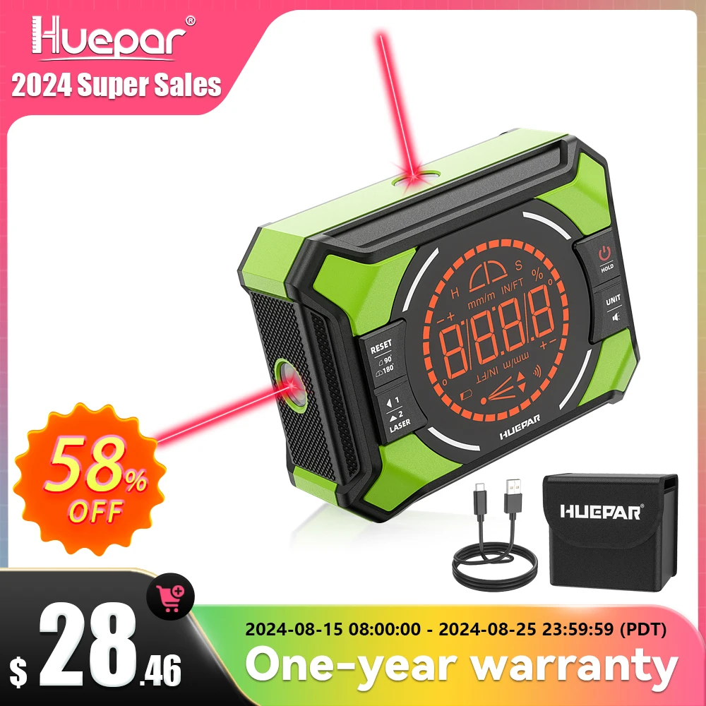 Huepar-nível Laser com Medidor de Ângulo Digital Mesa Eletrônica Saw Transferidor Inclinômetro Ferramentas para Carpintaria em 1