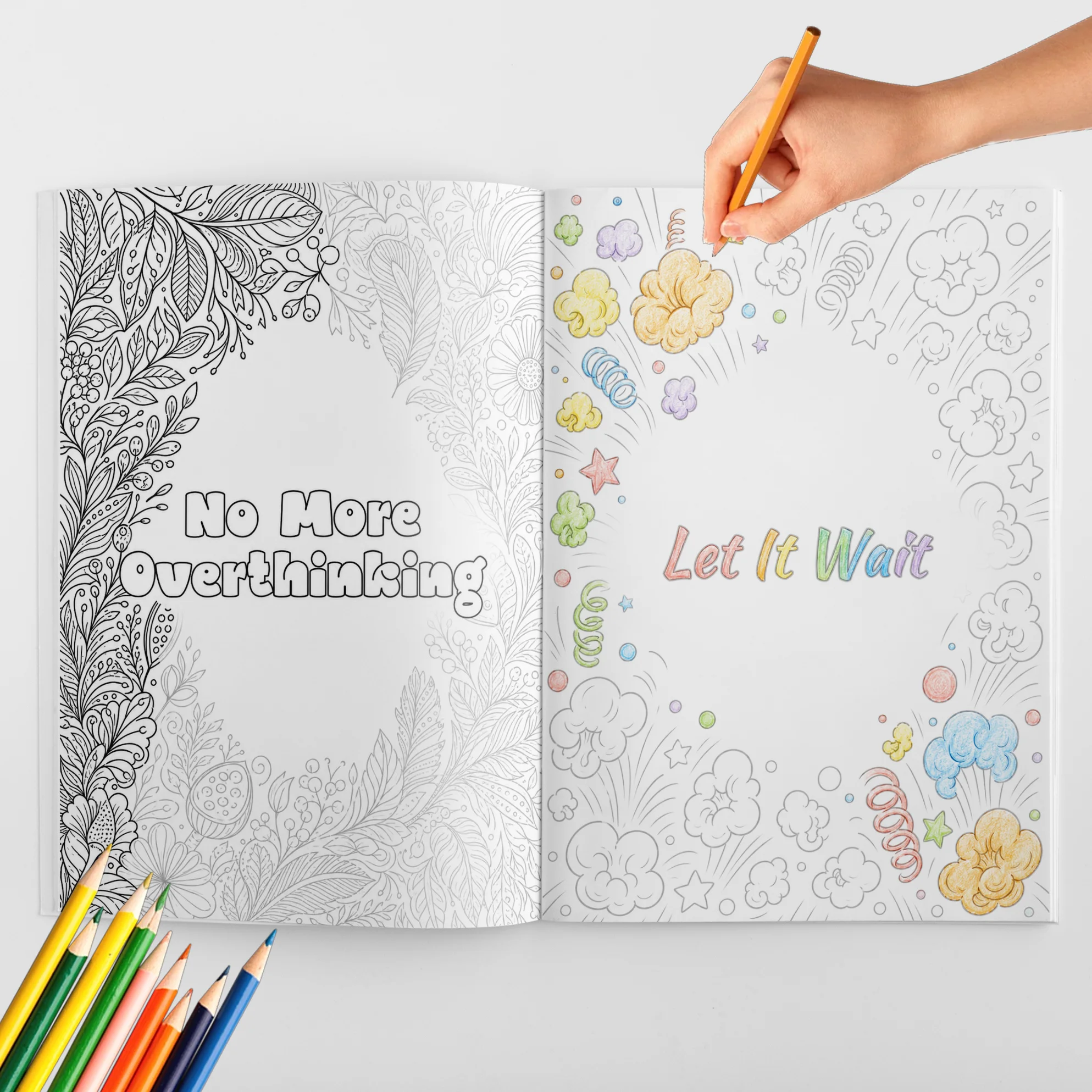 Venting Words Line Art Coloring Book, 48-Page Expressive Language Theme for Relaxation and Stress Relief