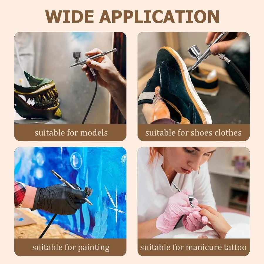 Kit aerografo da 55 psi di aggiornamento 2025 con aerografo a doppia azione e mini compressore include accessori completi per P