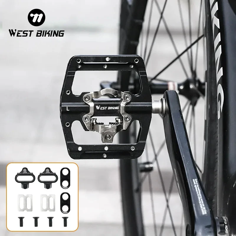 

WEST BIKING 2 in 1 Bicycle Pedal SPD System Lock Pedal MTB Road Bike Sealed Bearing Non-slip Cycling Pedal Bicycle Accessories