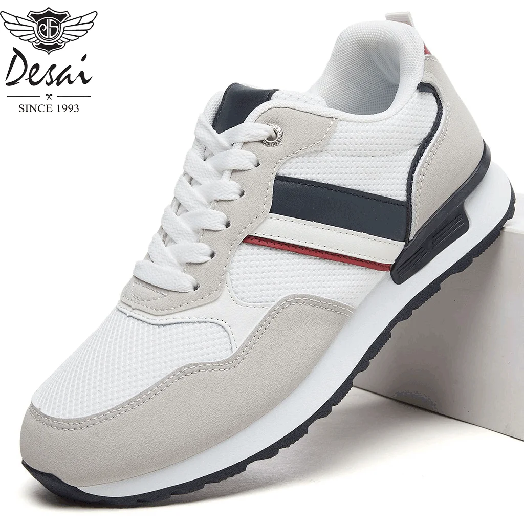 Desai Men's 2026 Autumn Retro Jogging Shoes Suede Mesh Patchwork Lightweight Breathable Lace-up Casual Sneakers For Daily Commut