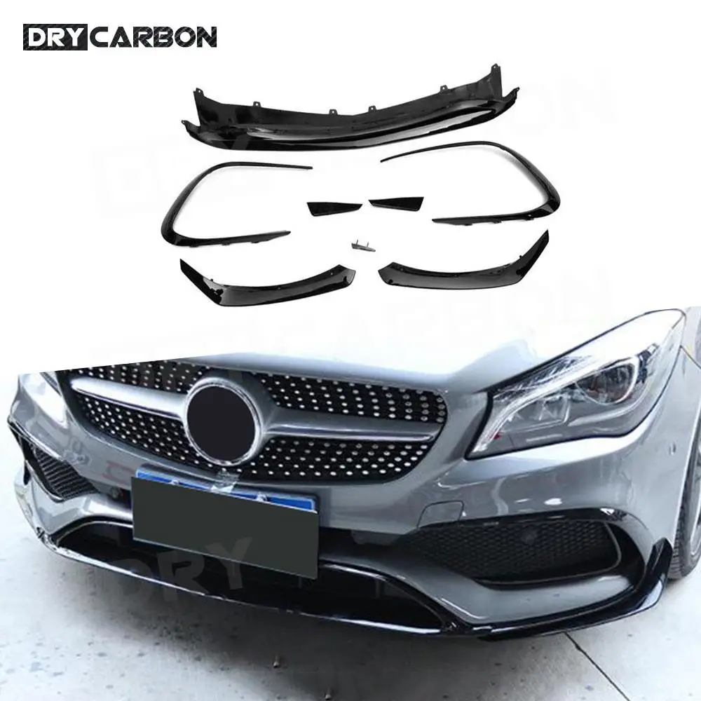 

For Benz CLA Class W117 CLA45 AMG 2016-2018 ABS Front Bumper Lip Spoiler Flap Canards Car Bumper Trim Cover