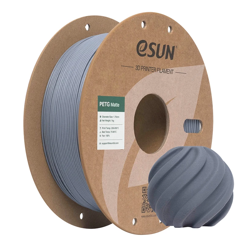 ESUN Matte PETG 2kg 3D-Druck-Filamente 1,75mm 1kg/Rolle Kostengünstiges Material mit Matter Oberfläche für Einsteiger im 3D-Druck, geeignet für den Außenbereich, schnelle Lieferung