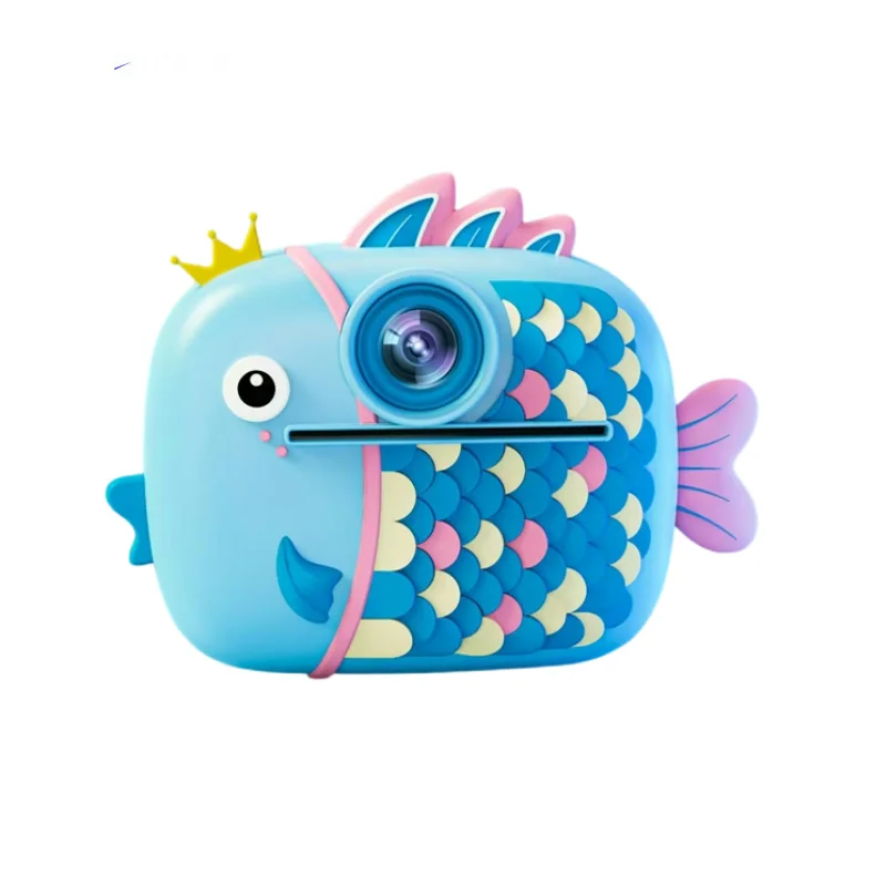 Cute Little Fish Children Polaroid Camera Toy Fun Photo / Video Printable Photos 1080P HD Dual Camera Children's Birthday Gift