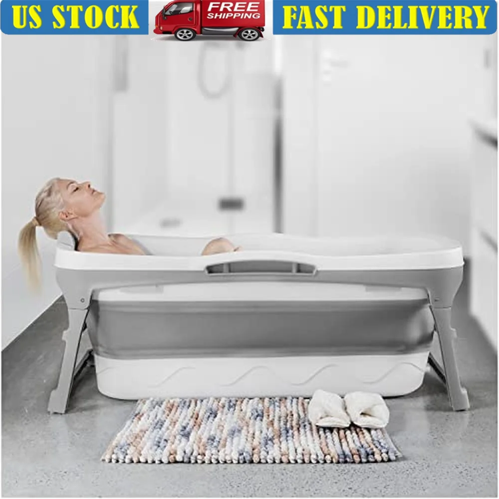 Portable Collapsible Bathtub Ergonomic Design Soaking Tub Relaxation and Therapy Durable Non-Toxic Materials Ideal Home Camping