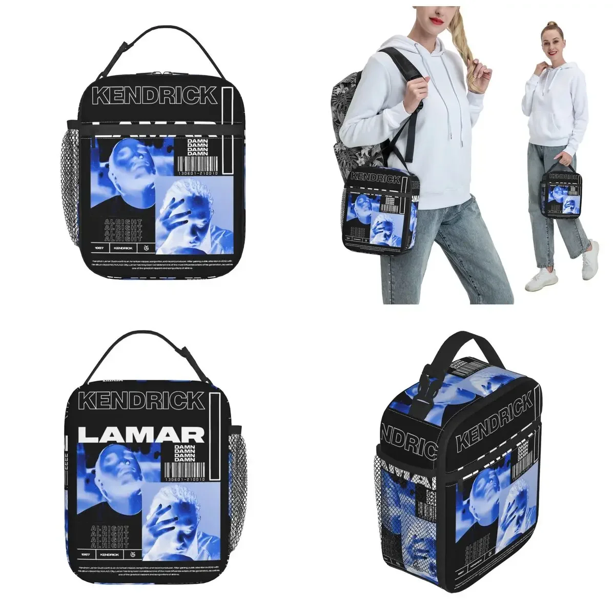 Kendrick Lamar Rapper Hip Hop Insulated Lunch Bags Food Container Bags Reusable Thermal Cooler Lunch Box For Travel