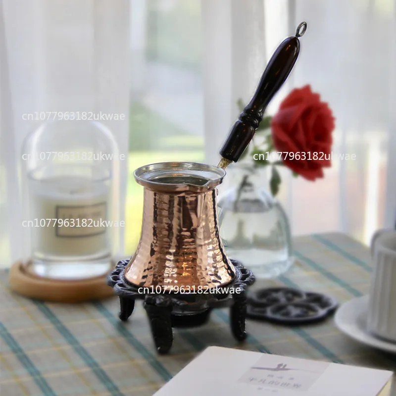 

Pure handmade thickened copper hand brewed coffee pot teapot wooden handle heat-proof Internet celebrity European style