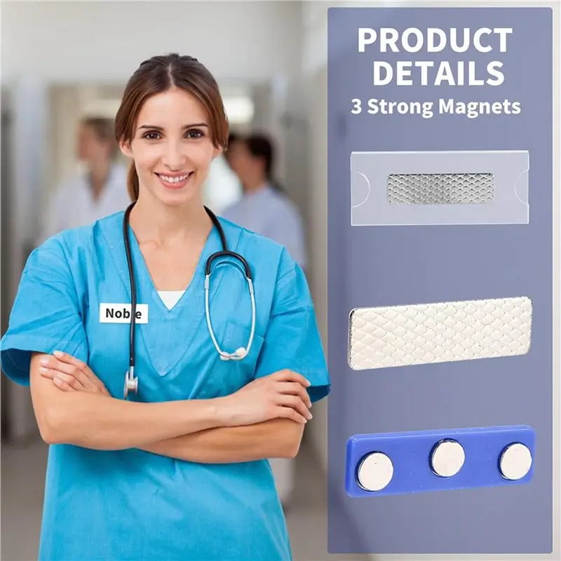 Handy Tool 24Pack Name Badges Magnet, 75 X 30Mm, Name Plate For Clothing ID Holder With 3-Point Self-Adhesive Magnets