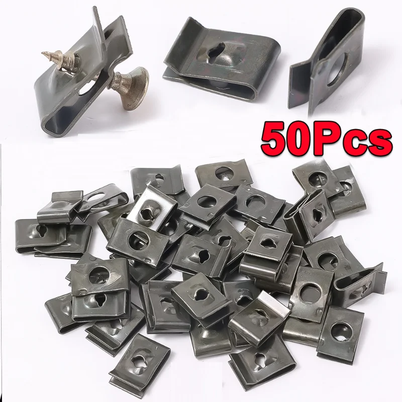 Car Metal U-Type Clips Universal Auto Anti-rust Protection Clip Leaf Board Grommet Clamp Bumper Fender Trim Panel Fastener