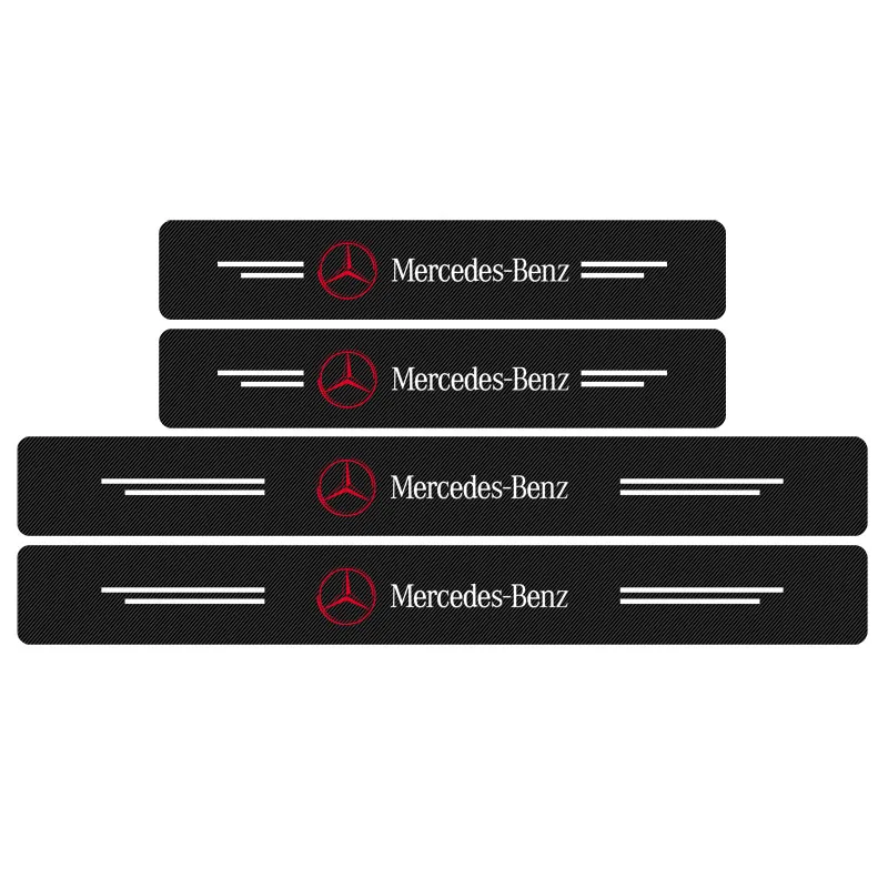 4Pcs Car Door Threshold Carbon Fiber Scuff Plate Sticker Accessories For Mercedes Benz AMG W204 W213 W205 W211 W212 W176