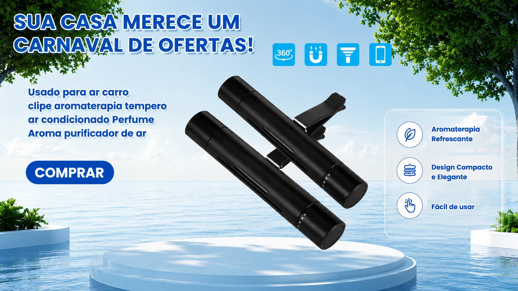 Cheirinho para Carro Aromatizador Ar Condicionado Perfume Aroma Purificador de Ar Fragrância Duradoura