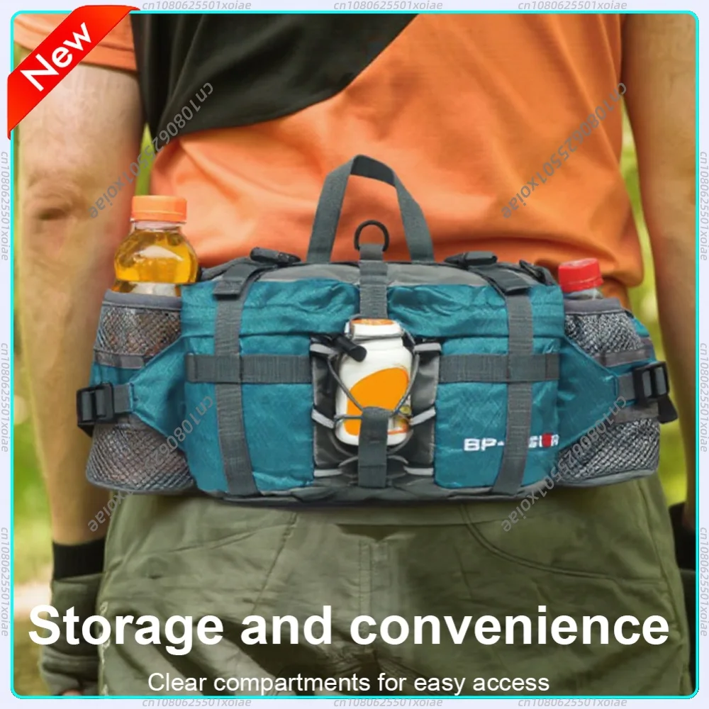 Unisex Hiking Waist Pack with Bottle Holders & Shoulder Straps Sport Storage Bag Hiking Fanny Pack for Camping Cycling Climbing