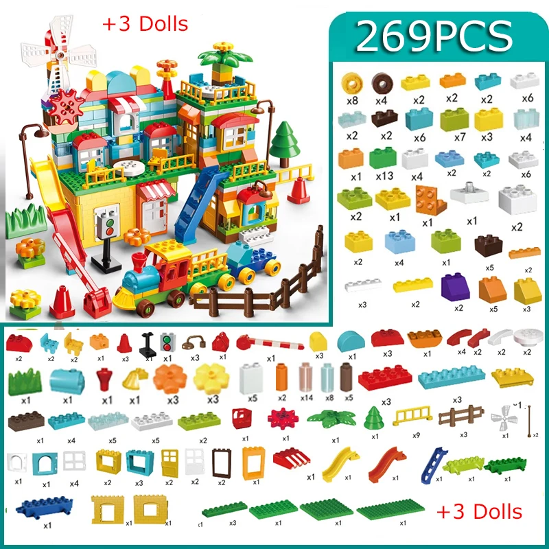 178 PCS/269 PCS Marble Race Run Big Size Blok Bouwstenen Trechter Glijbaan Blokken DIY Educatief Grote baksteen Speelgoed Voor Kinderen Gift