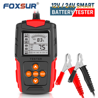 FOXSUR 12V 24V Smart Battery Tester & Analyzer for Cars GEL AGM Automotive Quick Load Plug Cranking Check Diagnostic Scan Toolls