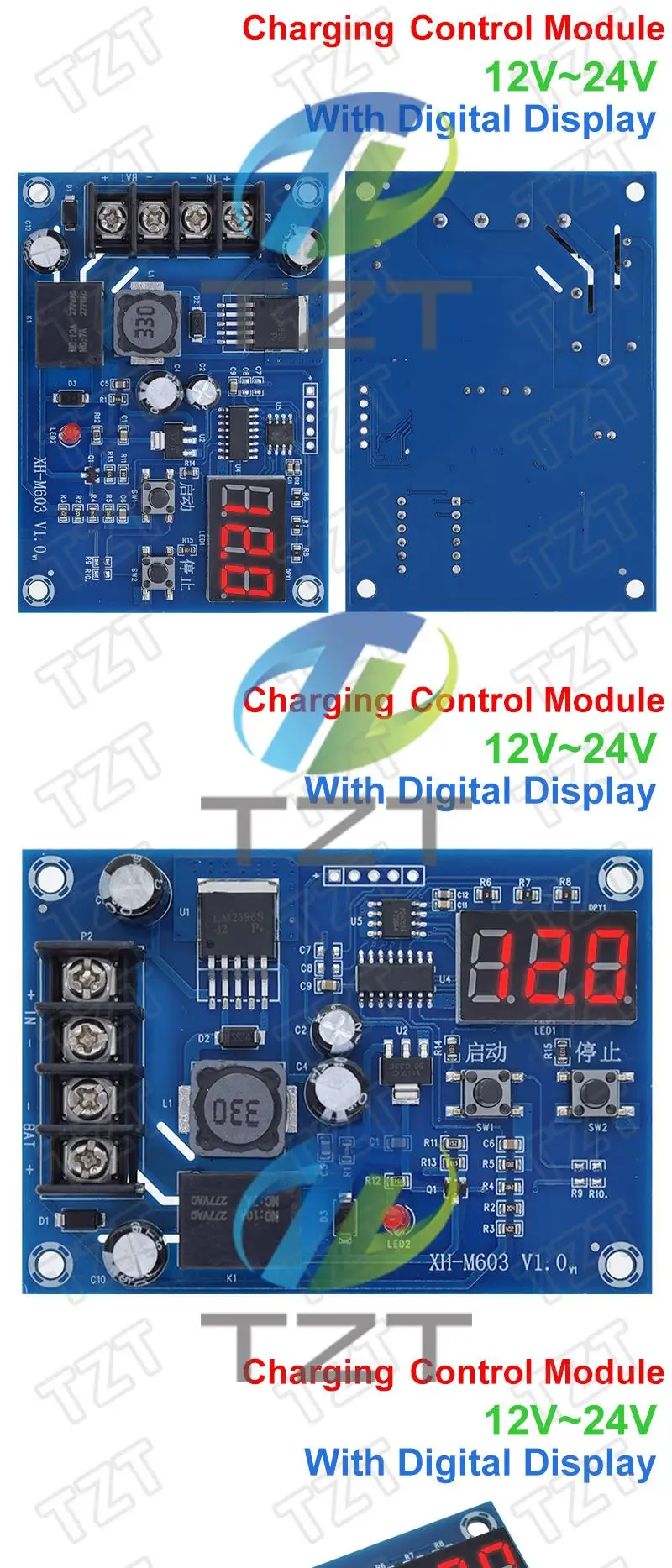 TZT XH-M603 Ladekontrollmodul 12-24V Lithium-Batterie-Ladegerät Steuerungsschalter Schutzplatine mit LED-Anzeige NEU – Detail 3