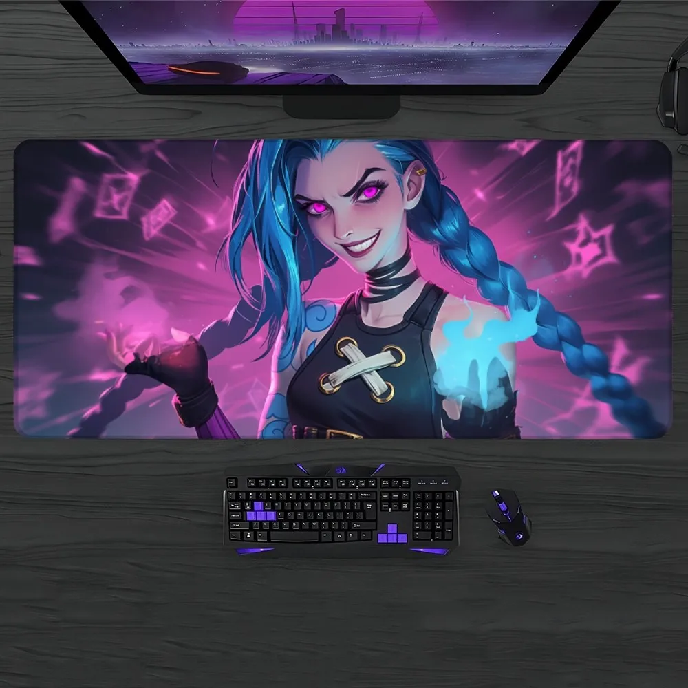 Jinx League Of Legends Mouse Pad Gamer Pc Gaming Accessories Rubber Mat XXL Deskmat Mats Keyboard Cabinet Mause Laptops