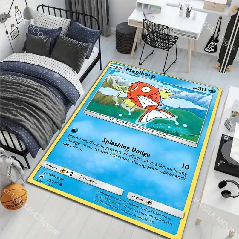 MINISO Pokémon Cards Magikarp Pattern Rugs Living Room Bedroom Carpet Bedside Bathroom Floor Mat Kids Room Mat Room Decor