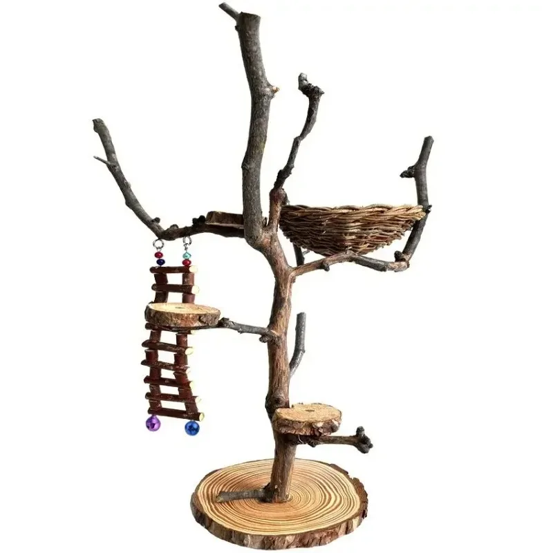 Parrot Station Stand Tree Branch Bird Floor Standing Birds Training Log Cockatiel Pole Platform Swing Table in Cages Nests