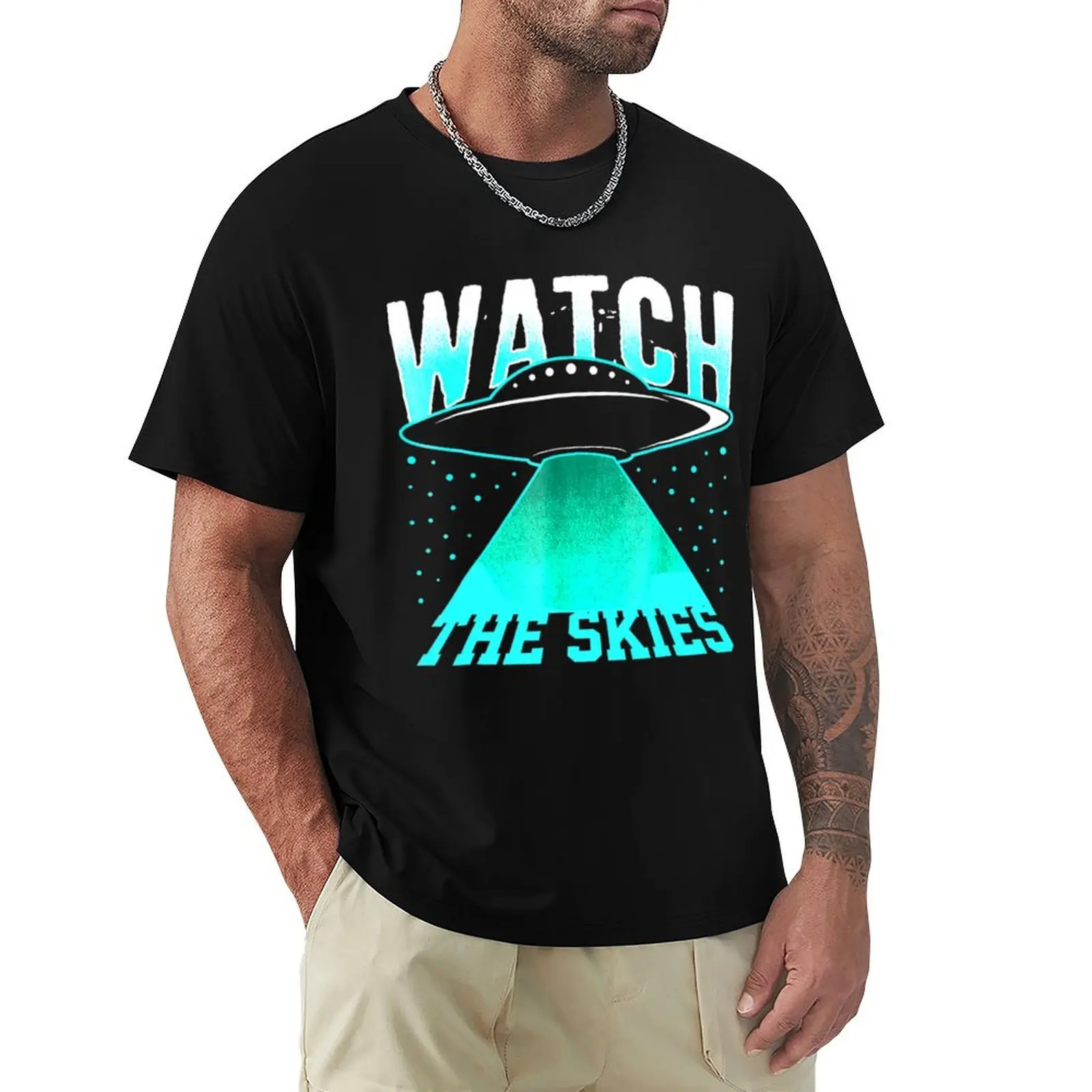 

Watch The Skies UFO Alien Spaceship Human T-Shirt Casual Everyday Wear T-Shirt