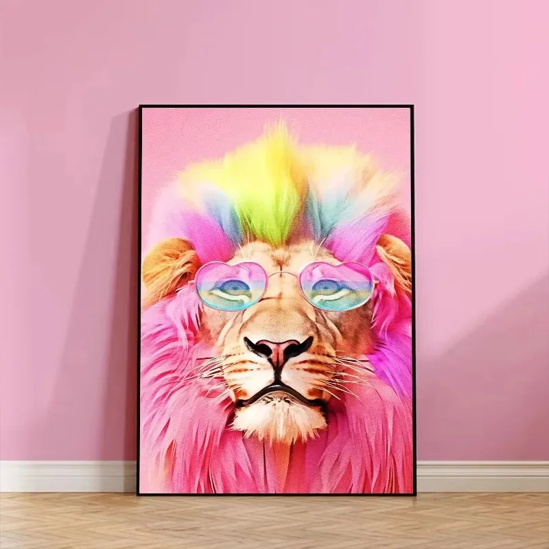 DIY Paint by Numbers Lion Giraffe Funny Animals with Glasses for Adults Beginner Canvas Pop Art Wall Art Home Decor Gift